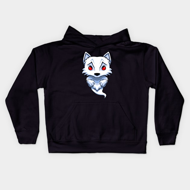 Ghost White Wolf Kids Hoodie by Prescillian Art